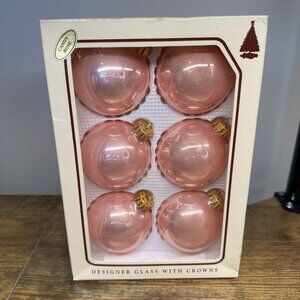 Vintage Christmas By Krebs Designer Glass Ball Ornaments CANDY ROSE Pink